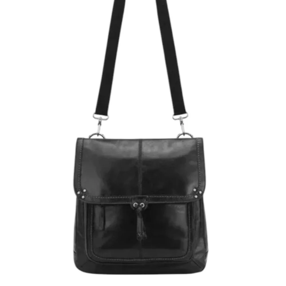 The Sak Ventura Stylish soft black leather Backpack messenger purse handbag